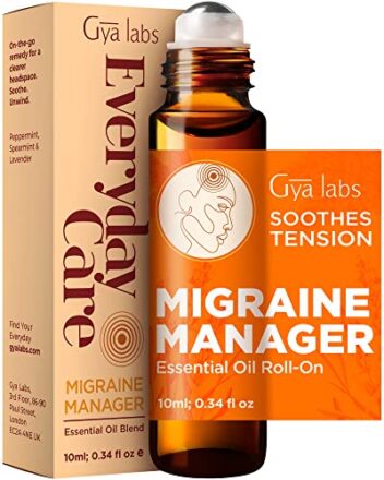 Gya Labs Migräne Relief Essential Oil Roll-On – Aromatherapie, therapeutische Qualität mit ätherischen Pfefferminz- und Lavendelölen für Nebenhöhlen, Spannungskopfschmerzen und Migräne (10 ml)  