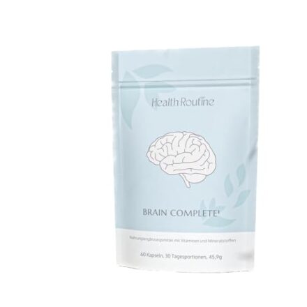 Health Routine Brain Complete | Unterstützung Bei Kopfschmerzen | Nahrungsergänzungsmittel Mit Magnesium, Vitamin B2 & Coenzym Q10 | 60 Kapseln  